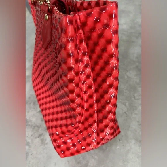 Rare Vivienne Westwood Red Quilted Patent Leather Tote with Bamboo Handles! - Picture 8 of 17